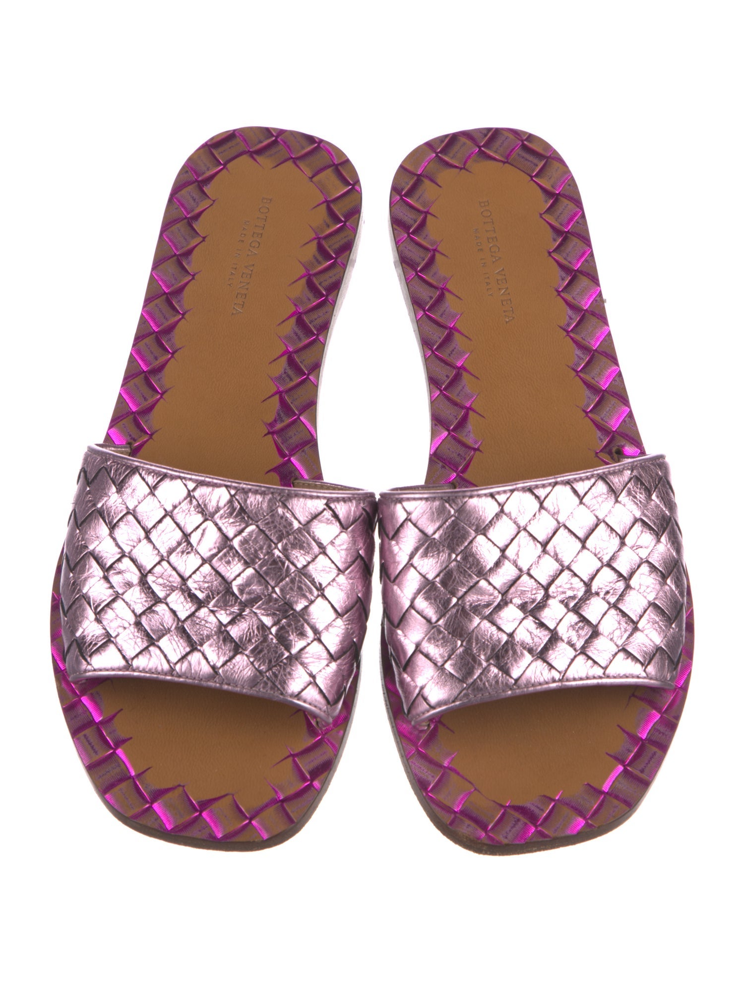 Bottega Veneta Intrecciato Weave Leather Slides